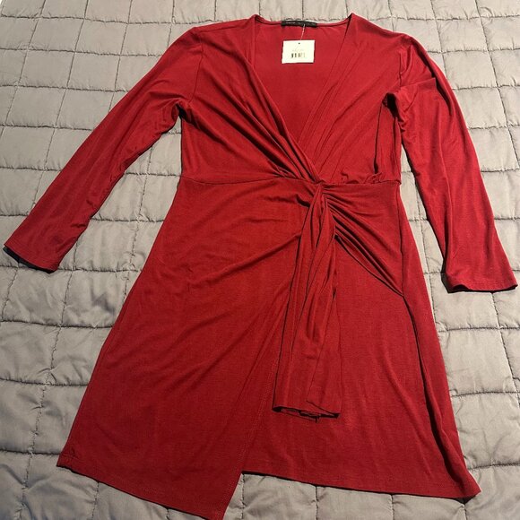 Fraiche by J Asymmetrical Faux Wrap Mini Dress - Picture 1 of 4